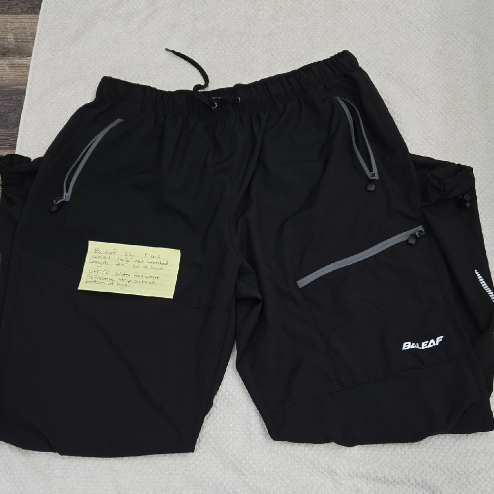 Baleaf Black Workout Pants with Gray Trim